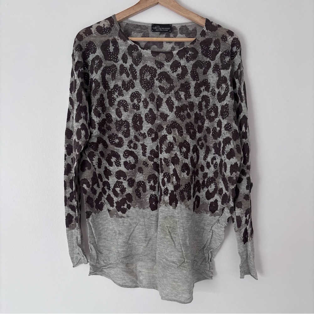 Princess Goes Hollywood Leopard Print Sweater with Swarovski Rhinestones